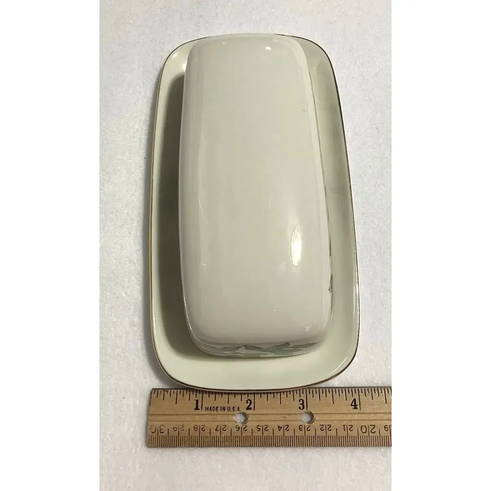 Vtg Formalities Baum Bros Covered Butter Dish Holly Berries Holds 1/4 lb. Stick